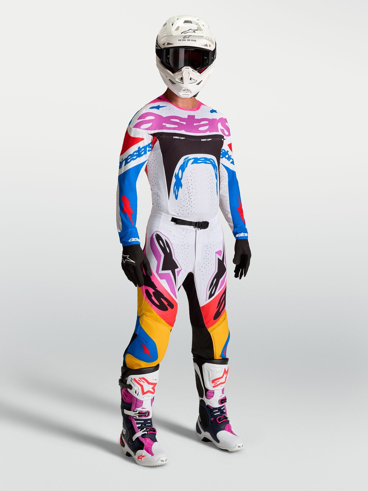 Tenue ALPINESTARS Supertech Dyna blanc/bleu