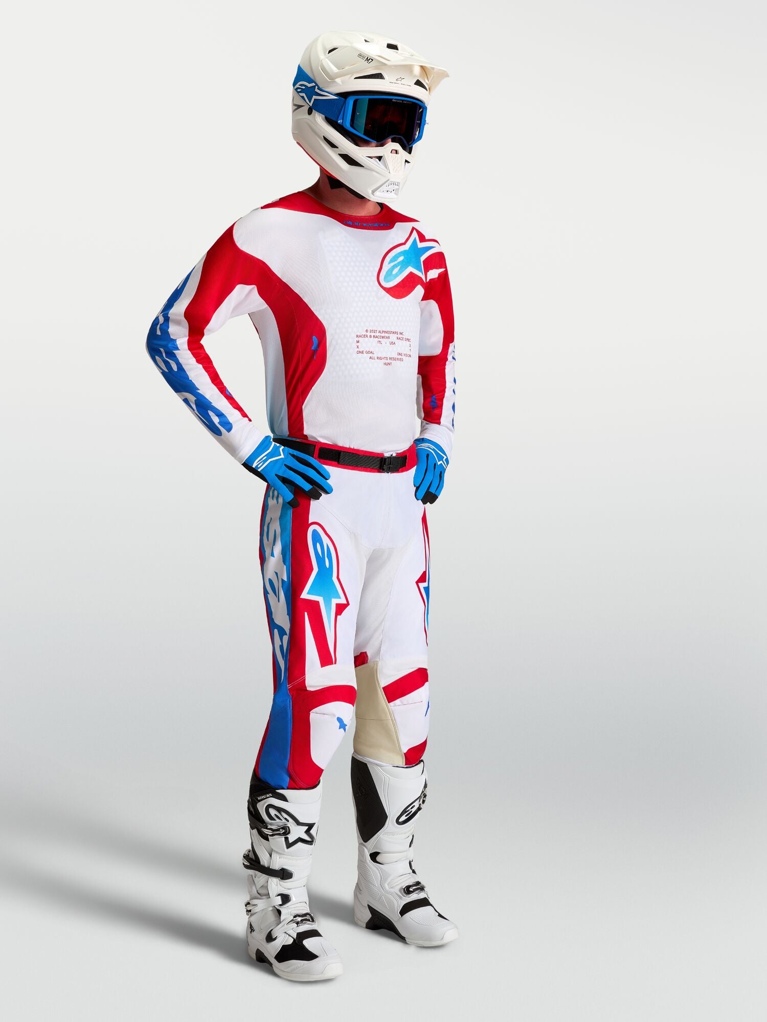 Tenue ALPINESTARS Racer Hunt blanc/rouge
