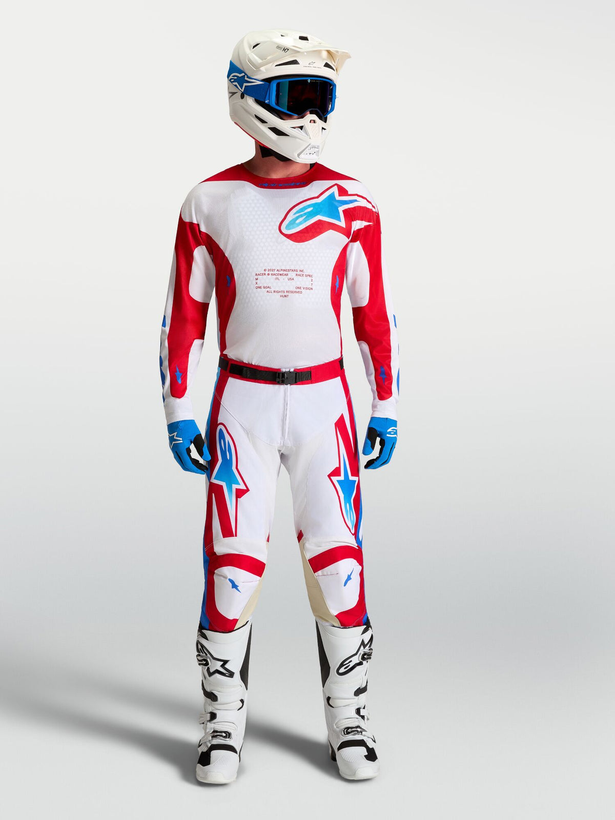Tenue ALPINESTARS Racer Hunt blanc/rouge