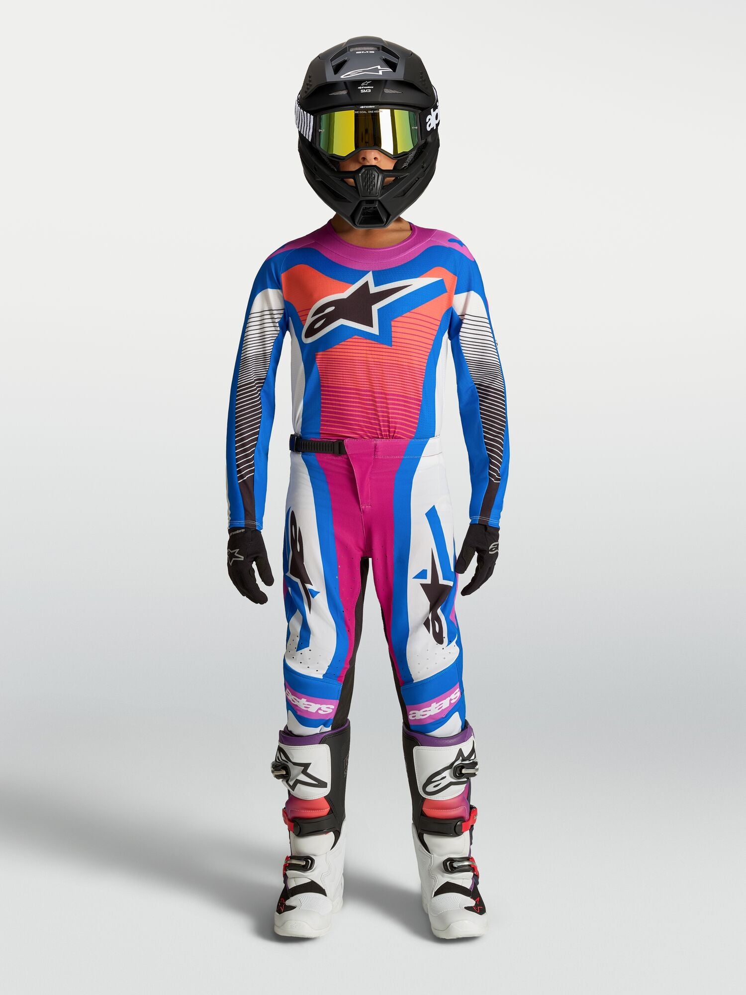 Tenue ALPINESTARS Enfant Supertech Maven blanc/corail