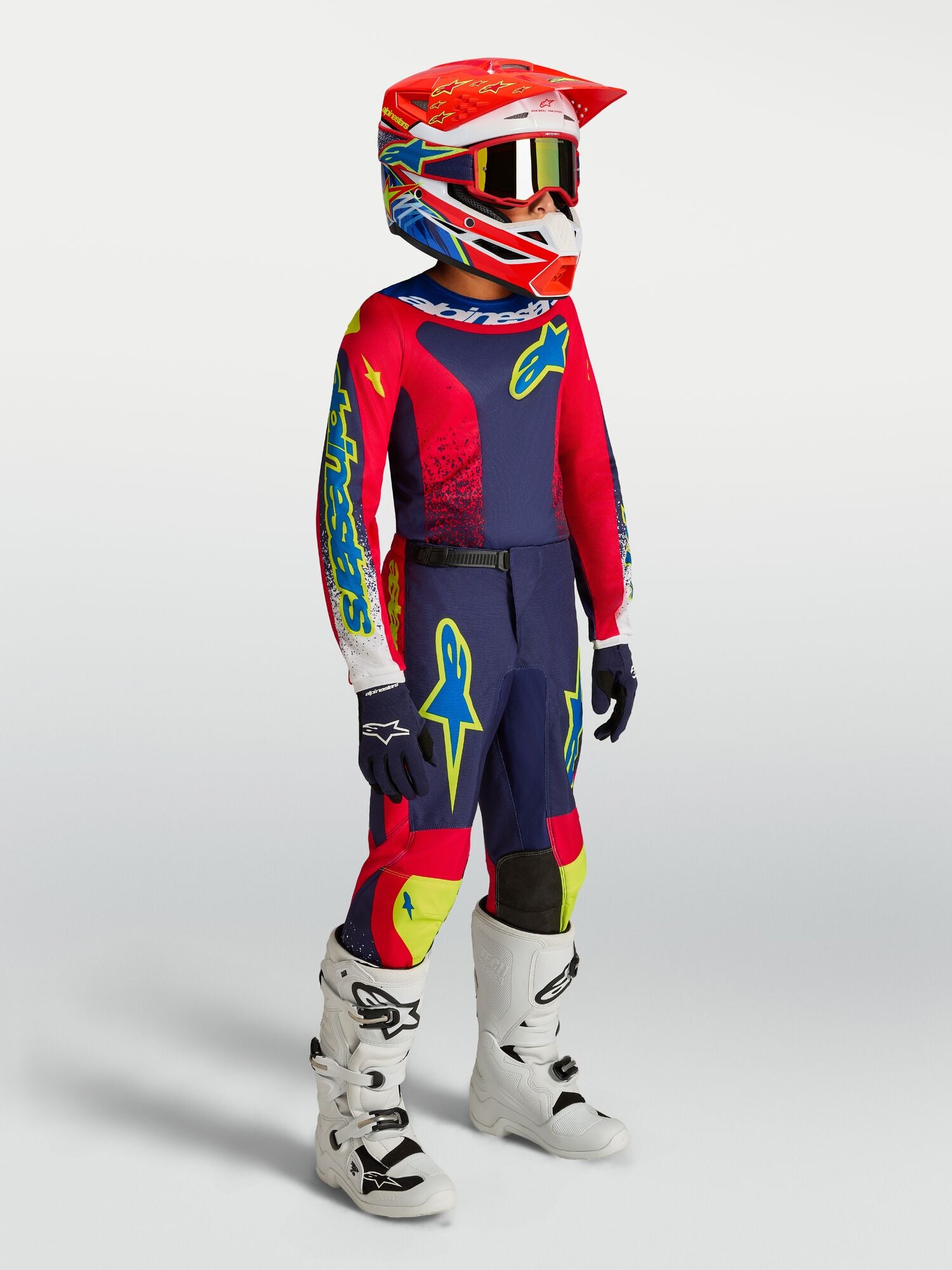 Tenue ALPINESTARS Enfant Fluid Drag bleu/rouge
