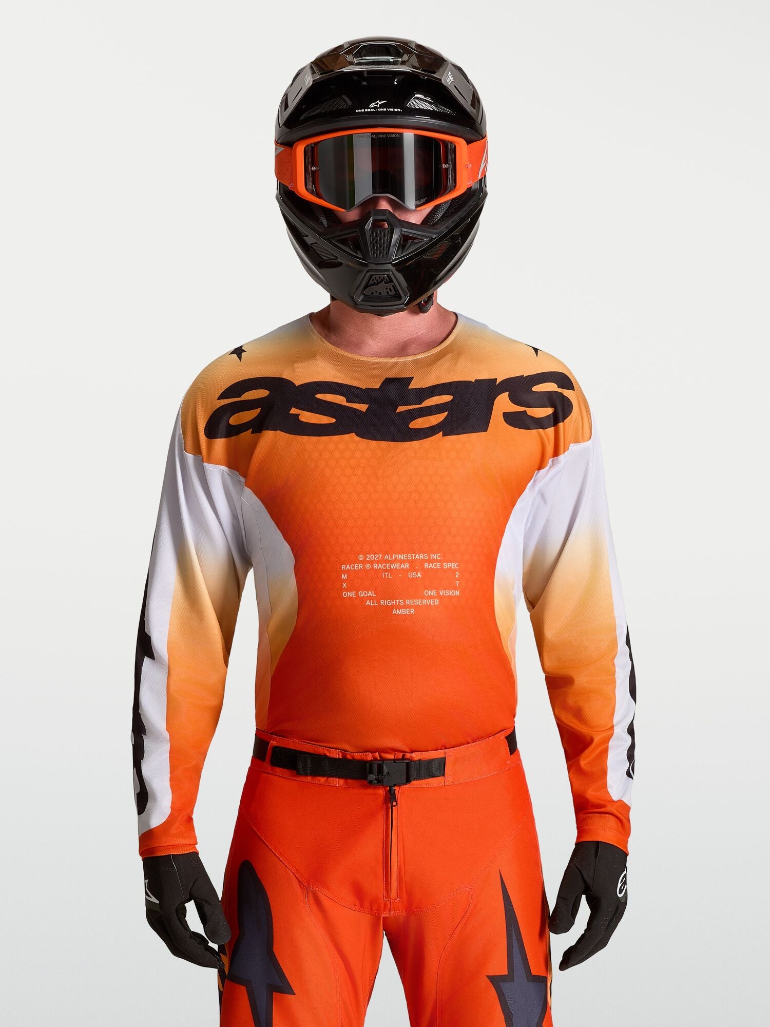 Tenue ALPINESTARS Racer Amber orange/blanc
