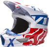 Casque FOX V1 Skew blanc/rouge/bleu 2022